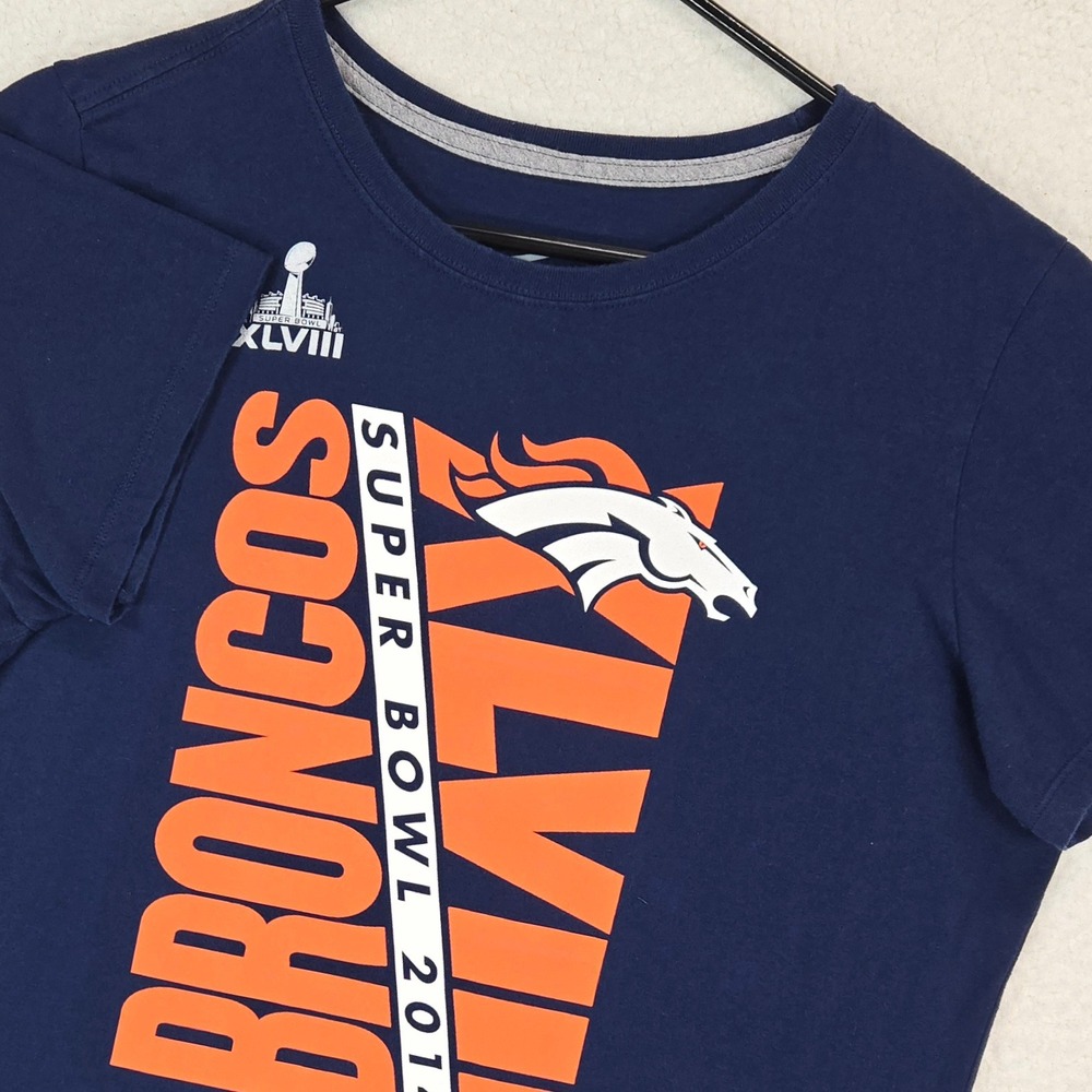 Nike Womens Denver Broncos Super Bowl XLVIII T-Shirt XXL Navy Blue Orange Kit
